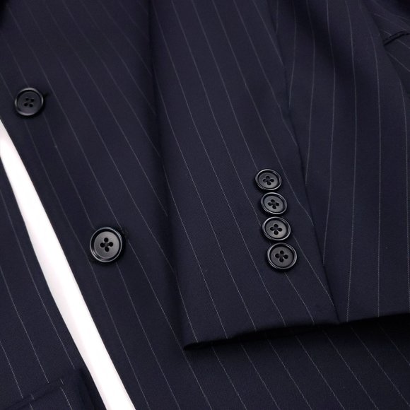 Brooks Brothers 39L Suit Navy Pinstriped Wool Mens - Picture 8 of 12